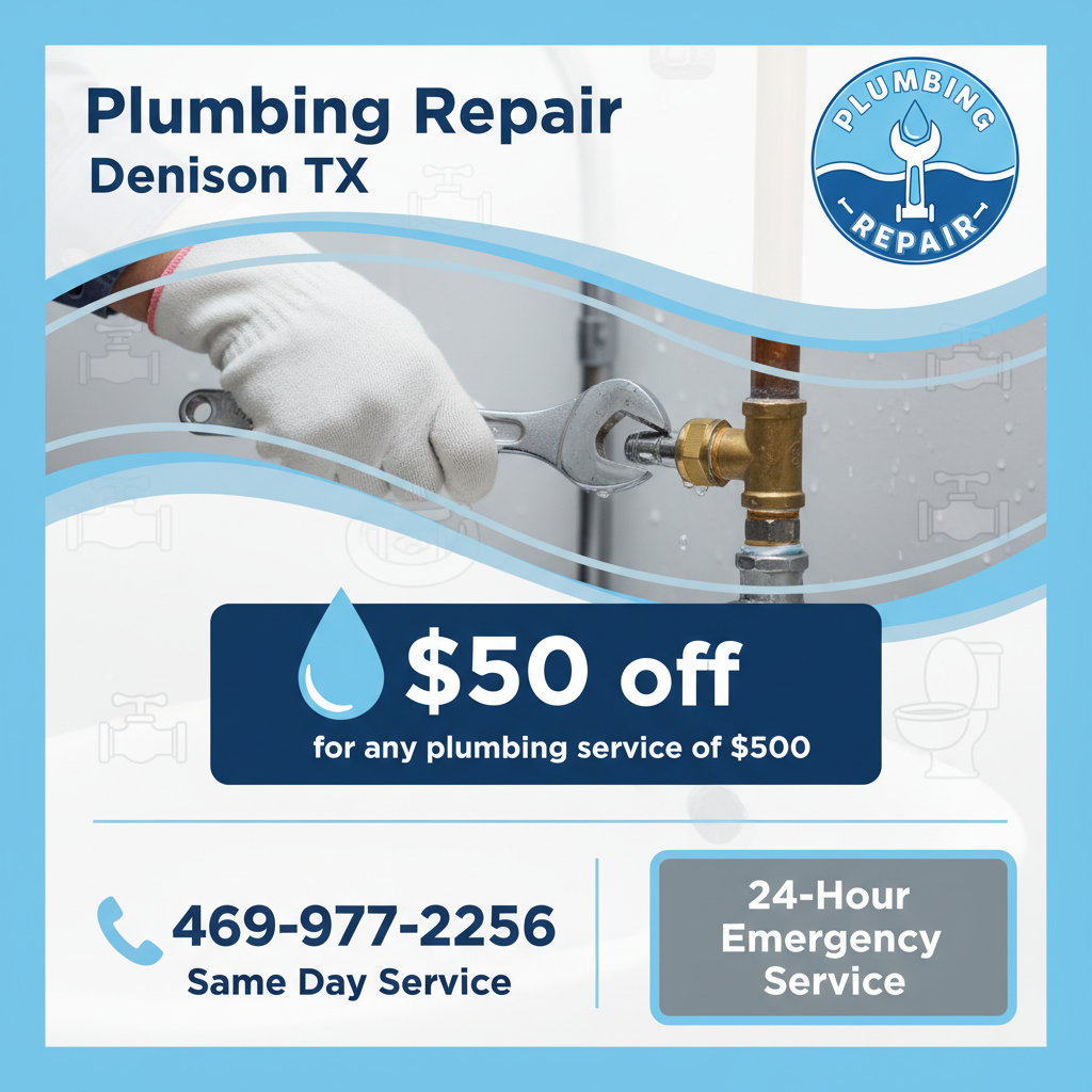 Plumbing service coupons for Denison TX residents - save on repairs